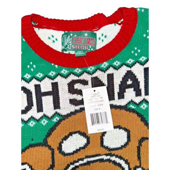 Ugly Christmas Sweater Unisex "M" NWT Gingerbread Man "Oh‎ Snap" Broke in Half - Picture 2 of 9